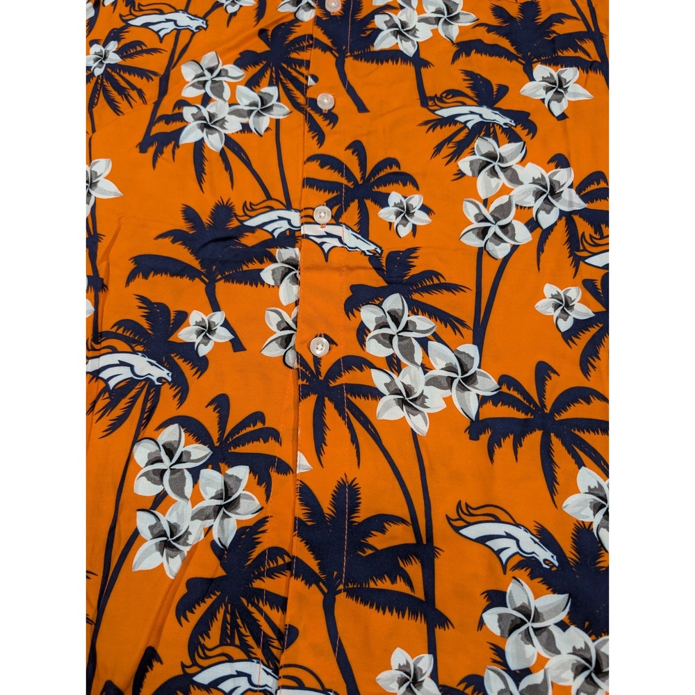 NFL Denver Broncos Hawaiian Shirt Mens 2XL Orange Tropical Floral Button Up NWT - Picture 9 of 11